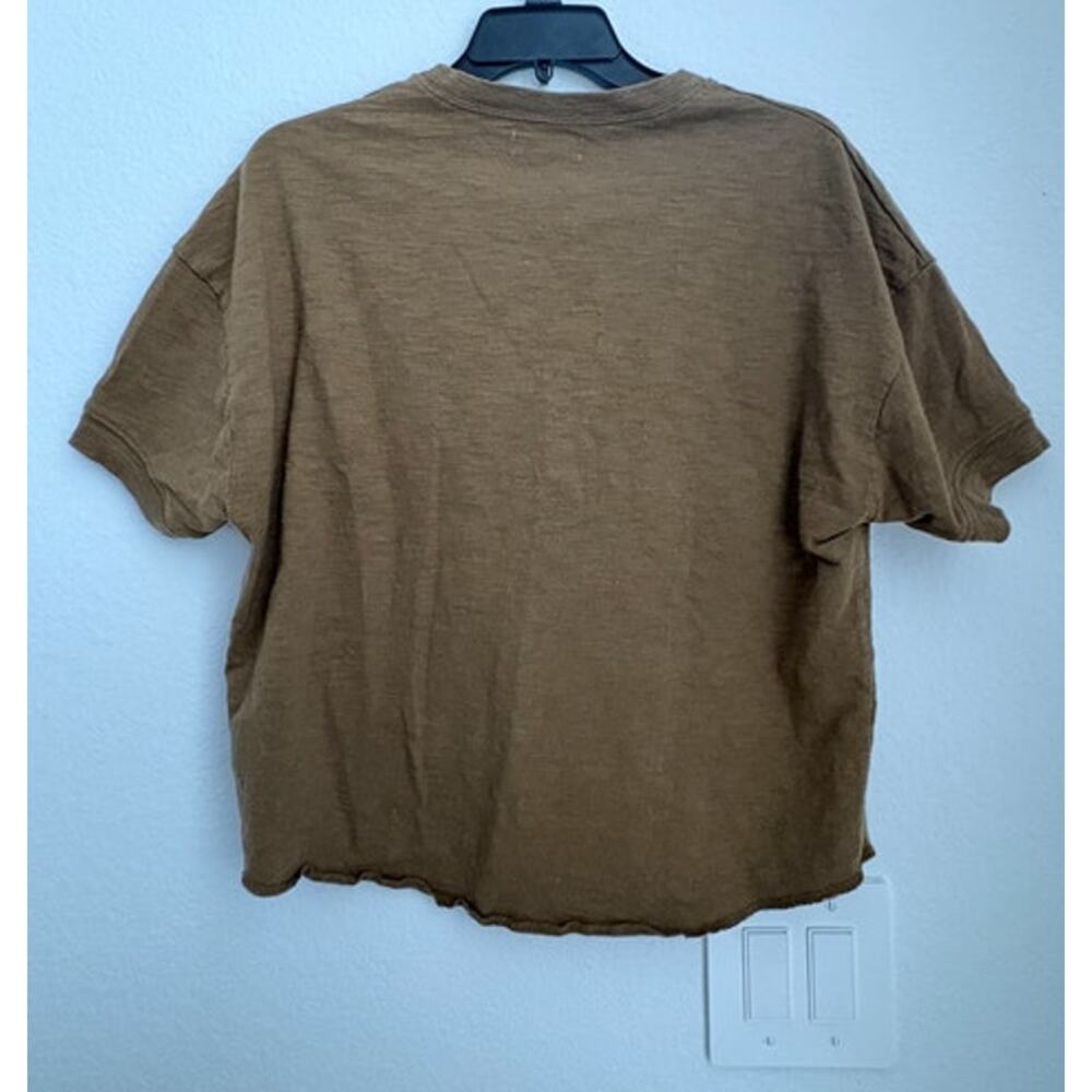Womens Madewell Brown Raw Edge Henley Tee Size Medium - Picture 3 of 5
